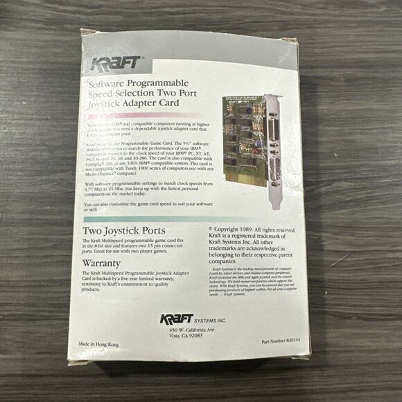KRAFT Software Controlled Game Card 820144 IBM Compatible 8-Bit ISA - Picture 2 of 5